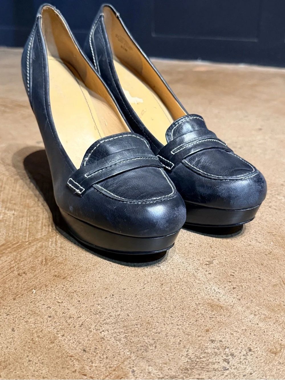 Nine West 90’s/Y2k Platform Leather Loafer Heels